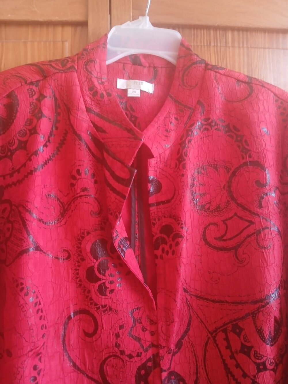 ERIN red and black patterned jacket sz 2X woman's - Picture 2 of 2